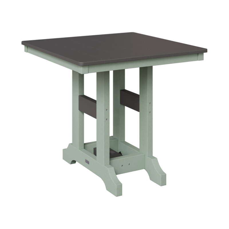 Garden Classic Outdoor Square Bar Table, 39.5" H x 33" W x 33" D, Smoke Gray, Seafoam