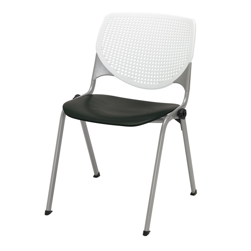 Chaise empilable en poly sans accoudoirs Kool, Sans roulettes, Blanc / noir