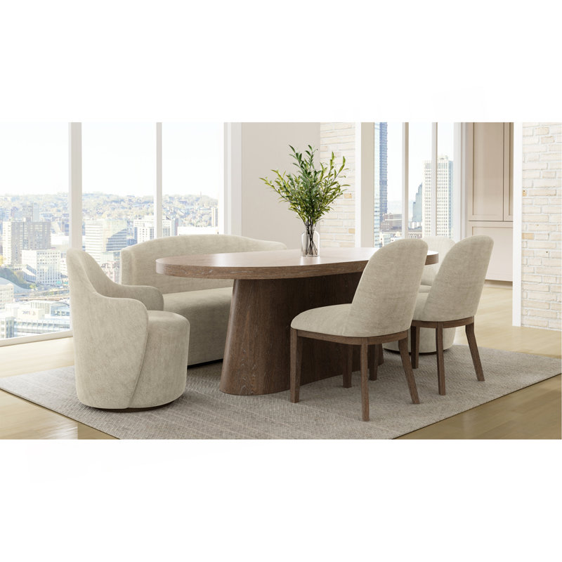 Fauteuil demi-tonneau pivotant cacao et ivoire