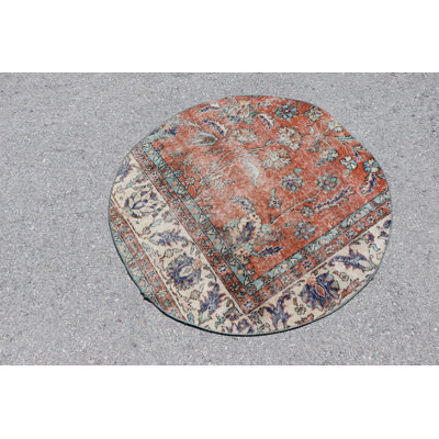 Tapis rétro Oushak orange pour tapis de porte ou pièce décorative bohémienne parfaite pour ajouter une touche de couleur