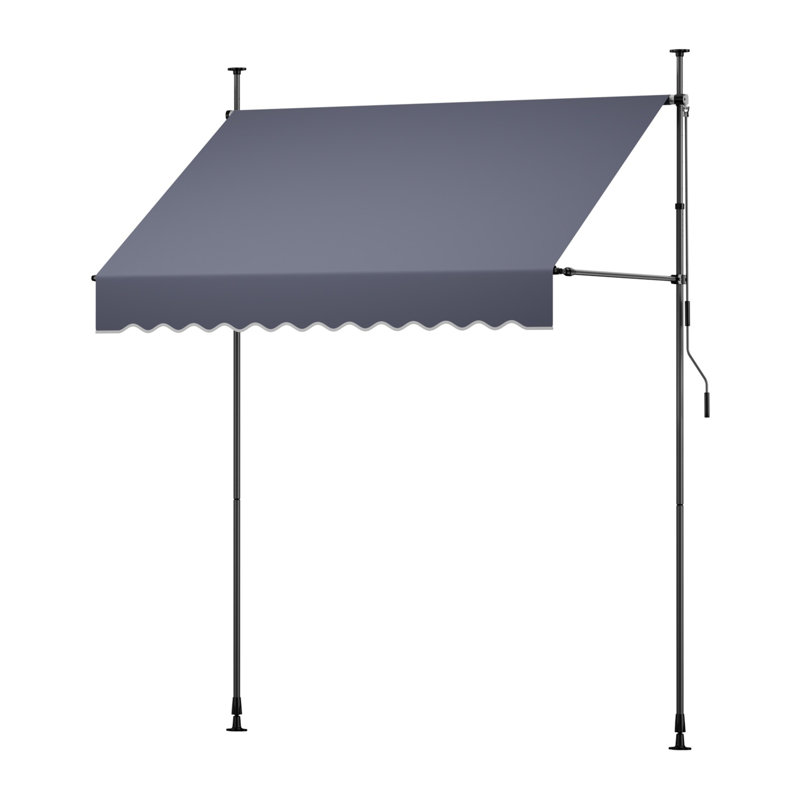 Store banne rétractable manuel 198 cm x 150 cm - Pare-soleil extérieur réglable avec manivelle, gris foncé