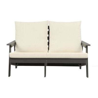 Causeuse avec coussin, canapé de jardin d'extérieur en grain de bois, ensemble de canapé pour porche, bord de piscine, terrasse et cour 