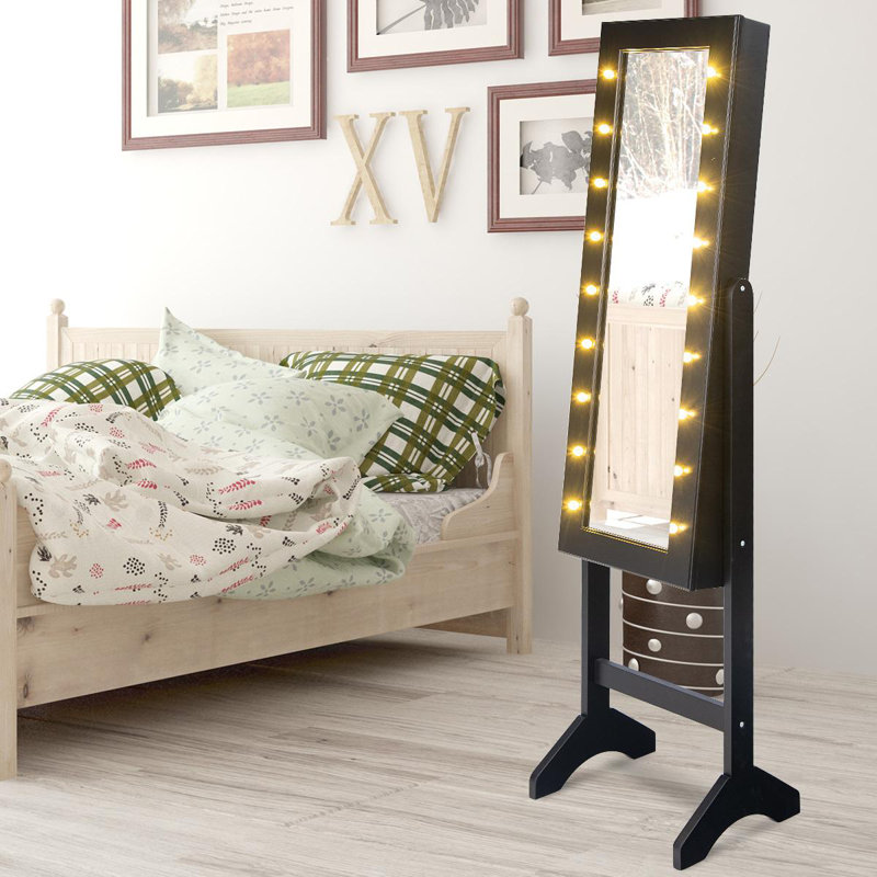Armoire à bijoux avec miroir, Noir