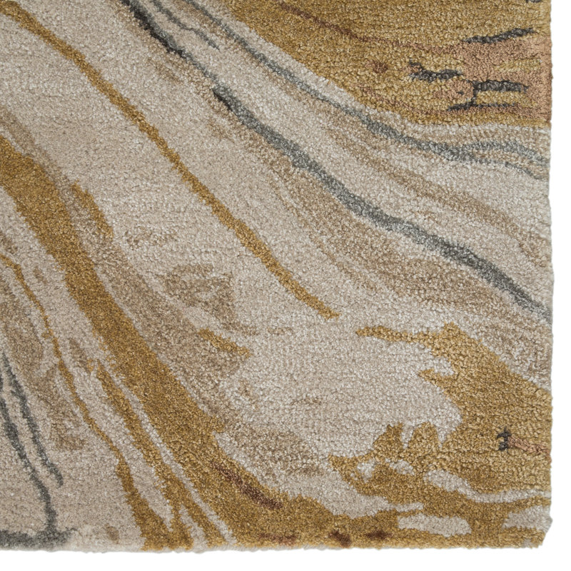 Tapis doré / beige touffeté à la main Ernesto, Rectangle 2 pi x 3 pi