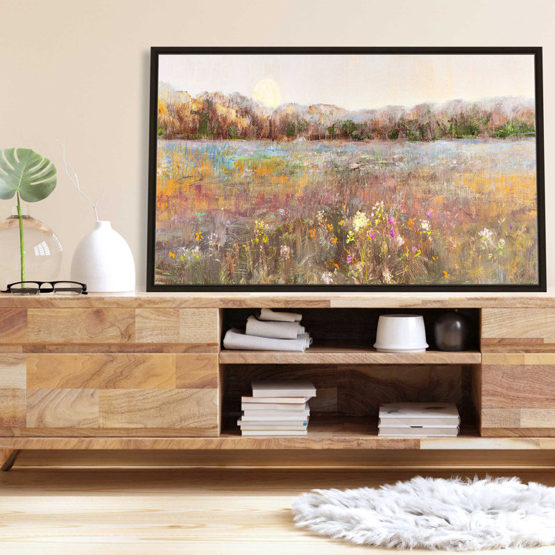 Meadow Moonrise par Katie Swatland - Peinture, L 43,5 po x H 27,5 po, Encadrement brun