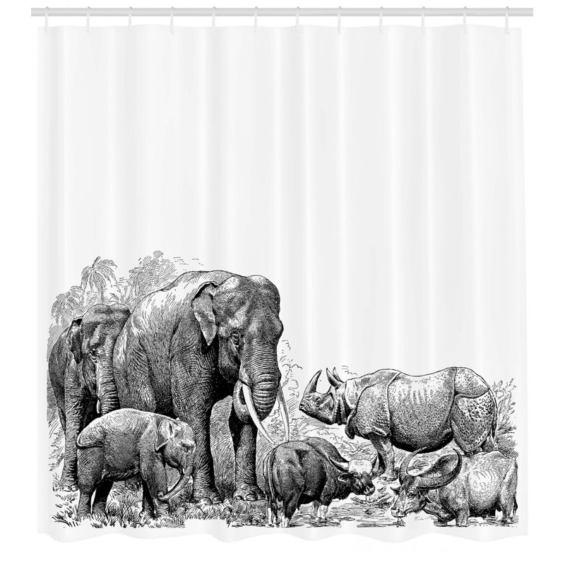 Shower Curtain with Hooks Included, 69" H x 105" W
