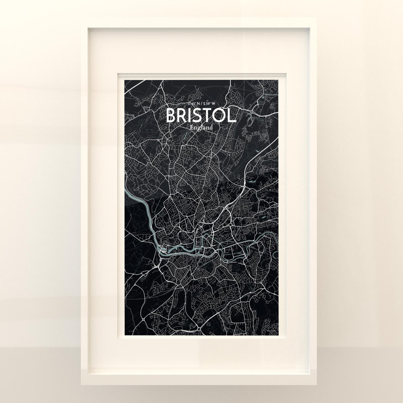 Bristol City Map In Midnight - No Frame Print, 17cm H x 11cm W x 0.05cm D