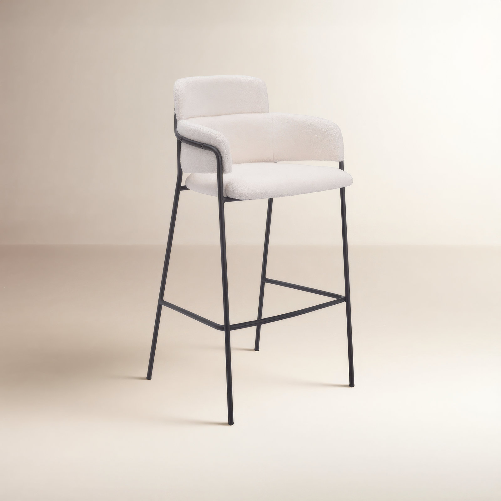Kidman Upholstered Counter Stool, Cream, Bar Stool (29.9" Seat Height)