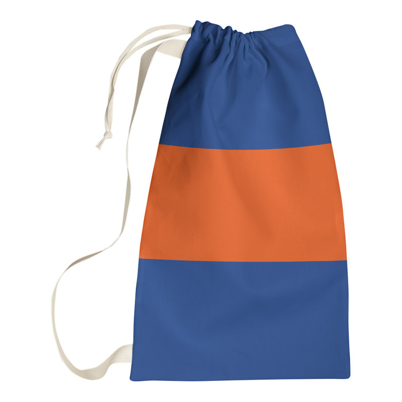 Fabric Laundry Bag with Handles, 36" H x 28" W x 1.5" D, Royal Blue/Orange/Royal Blue