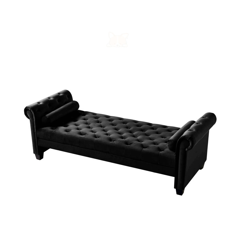 Rectangular Large Sofa Stool, Black