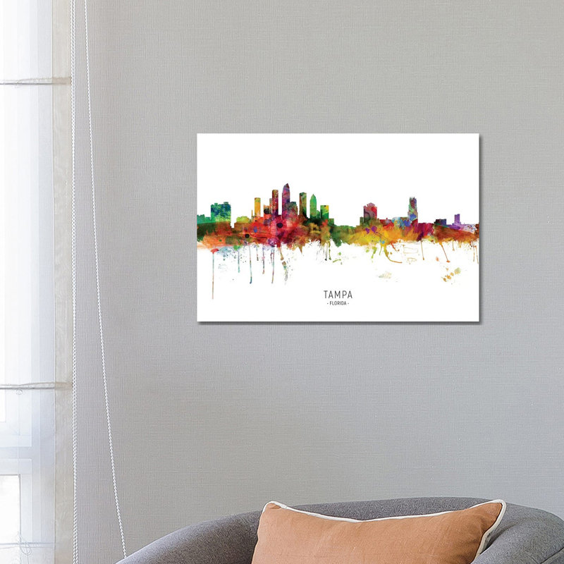 Tampa Florida Skyline by Michael Tompsett - 1 Piece Wrapped Canvas Wall Art, 66.04 cm H x 45.72 cm W x 3.175 cm D