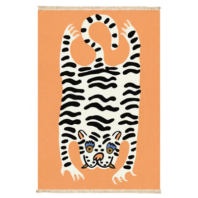 5' X 8' Eclectic Tiger Area Rug