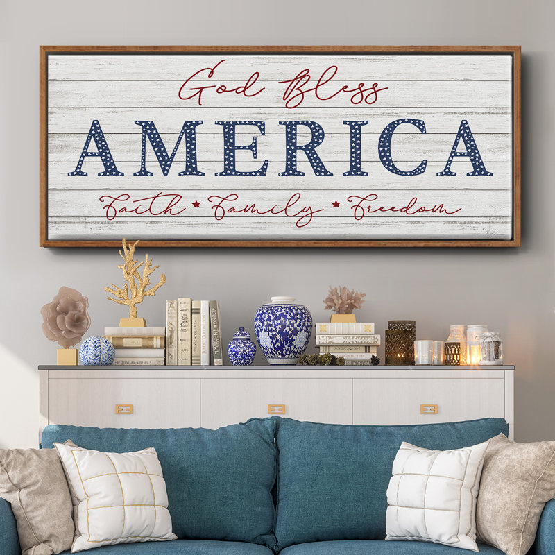 «God Bless America», toile encadrée, H 24 po x l 60 po