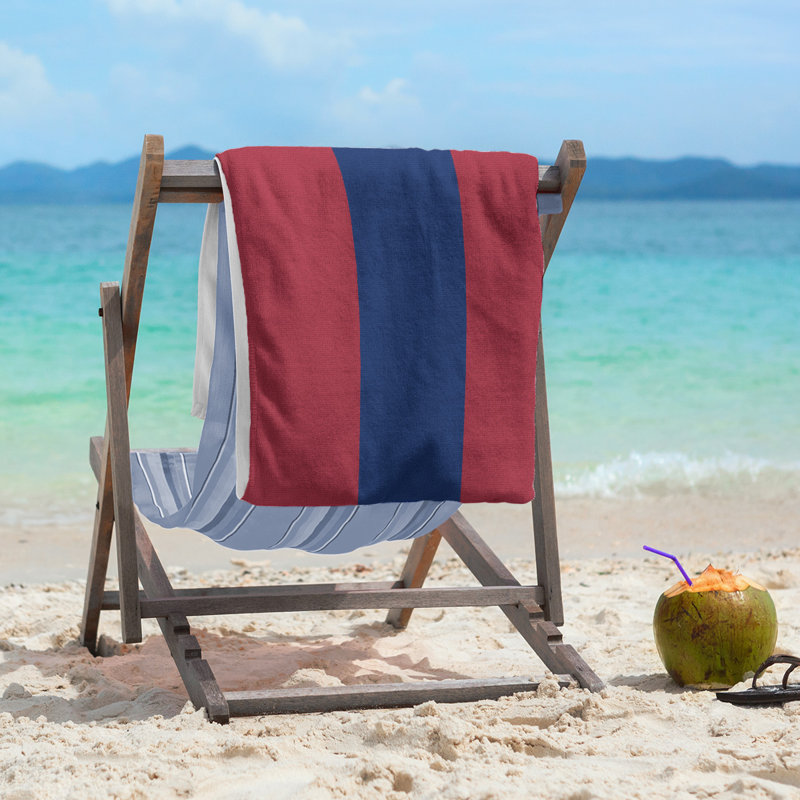 Montreal Lightweight Beach Towel, Red/Blue/Red, Poly/Cotton