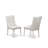 3 Piece Dining Set Contains a Round Kitchen Table and 2 Light grey Faux Leather Parson Dining Room Chairs, Linen White-1575537656
