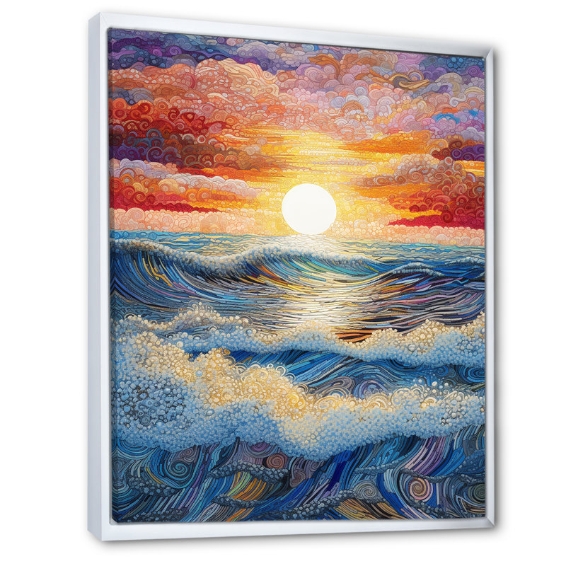 " Rainbow Ocean Sunrise II ", 32" H x 24" W x 1" D, White Floater Framed