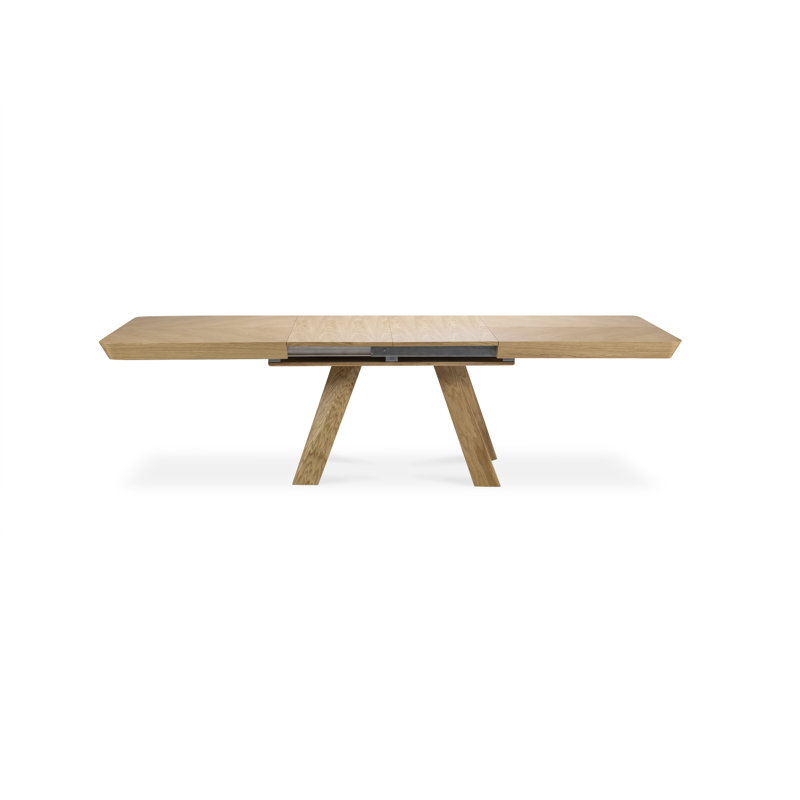 Akaja Extendable Oak Solid Wood Top Dining Table, Natural Oak Veneer/Oak, Oak