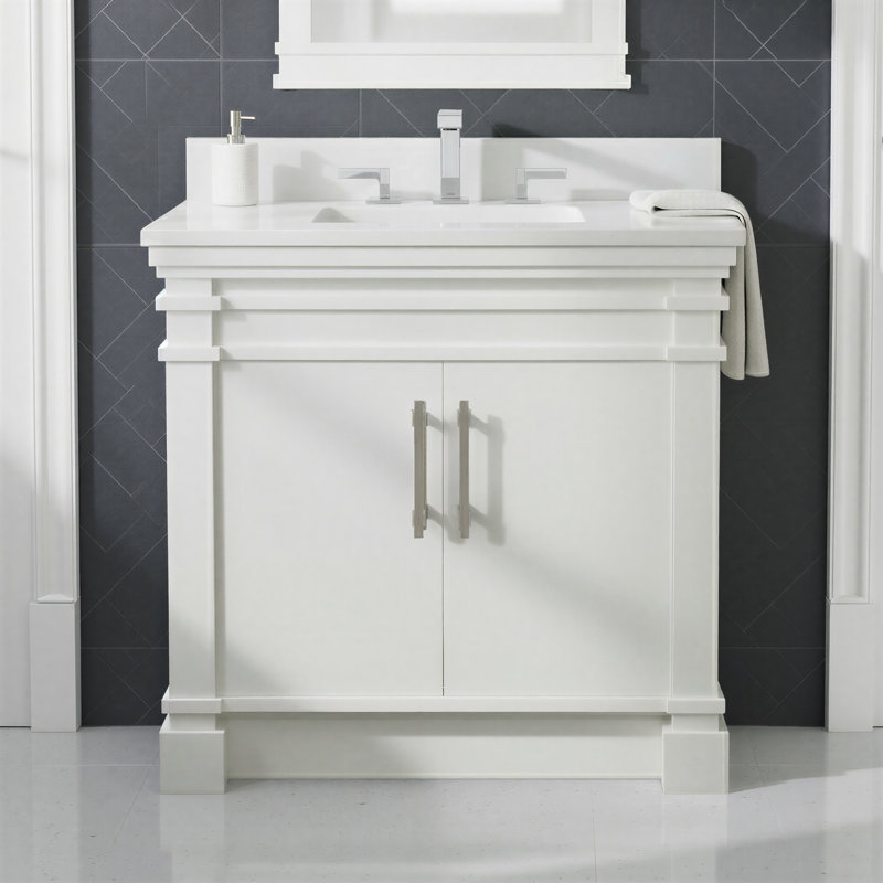 FLW Harmony 36 Wood Sink Vanity, White, 36