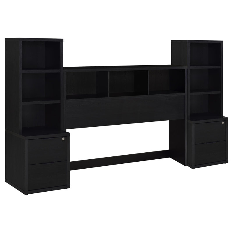 Zaanstad 3-Piece Bedroom Set Bookcase Headboard, Black, Queen