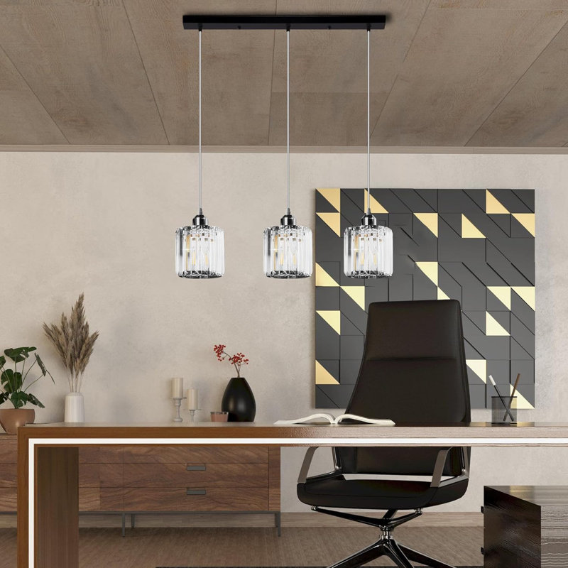 3 - Light Pendant, Chrome, Black