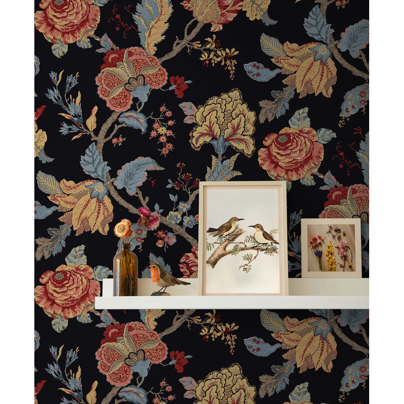 Corbijn Peel & Stick Floral Roll, Ebony