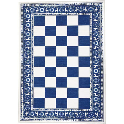 Tapis de couloir, tapis lavable à carreaux de Noël, tapis antidérapant à poils courts pour entrée ou cuisine