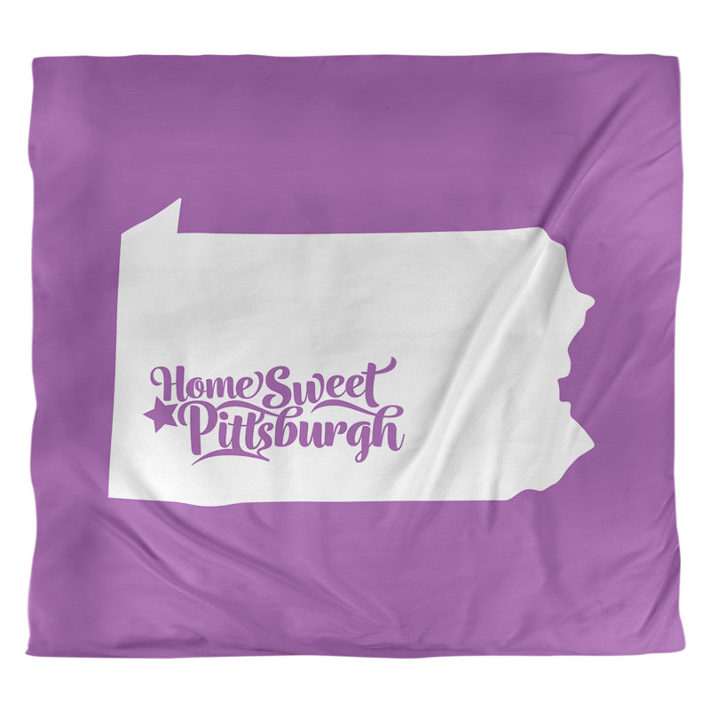 Housse de couette réversible simple Pittsburgh Pennsylvania, Housse de couette pour grand lit, Violet, Polyester brossé