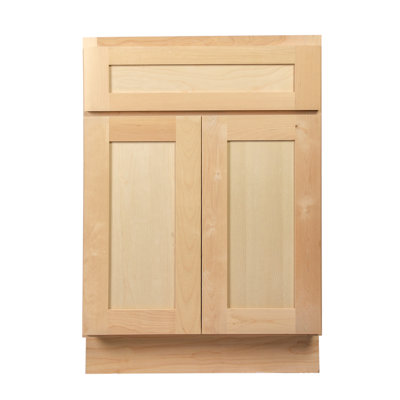 Unfinished Ready To Assemble Solid Wood Shaker Kitchen Base Cabinet — 24″ W × 34.5″ H × 24″ D — B24
