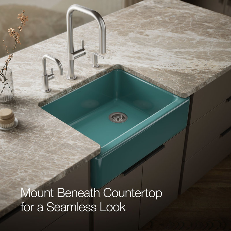Whitehaven® 29.69" L x 21.69" W Farmhouse Single Bowl Kitchen Sink, Teal