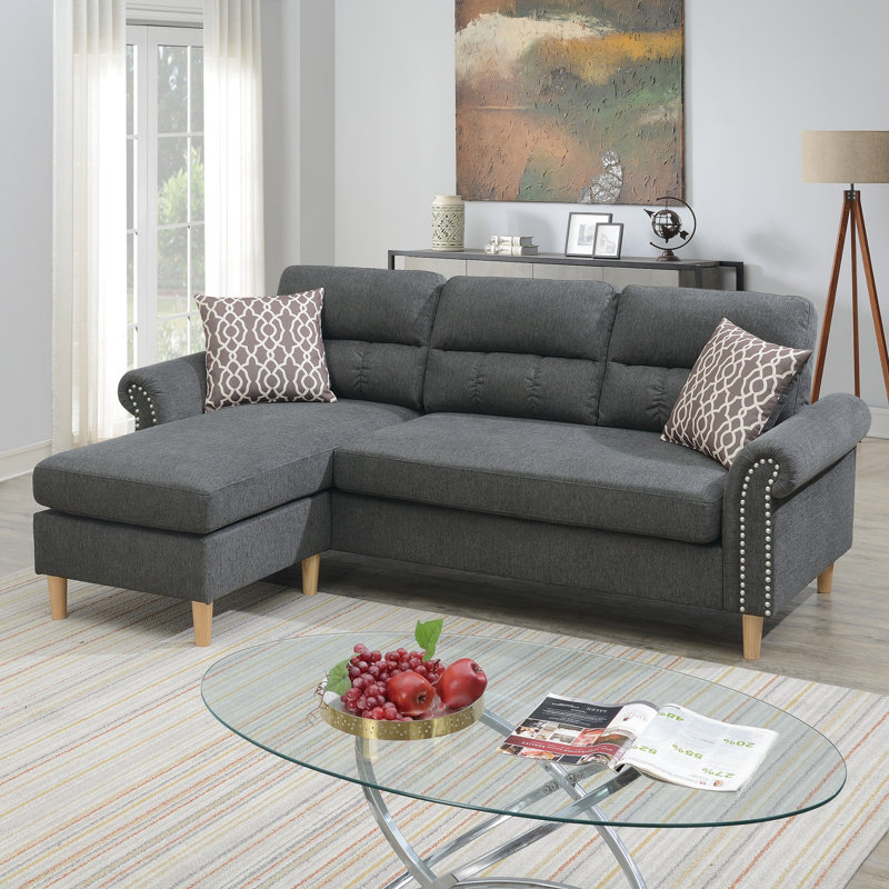 Ensemble de canapé modulaire réversible Polyfiber, Tissu gris