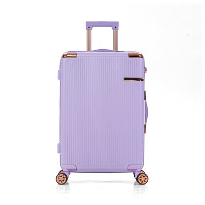 Bagages de transport en plastique mauve ABS rigide avec roulettes pivotantes à 360 degrés et serrure de style TSA