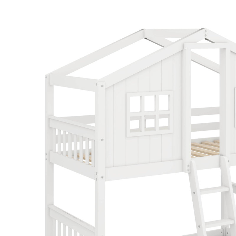 Lit superposé simple au-dessus de simple avec échelle, Blanc