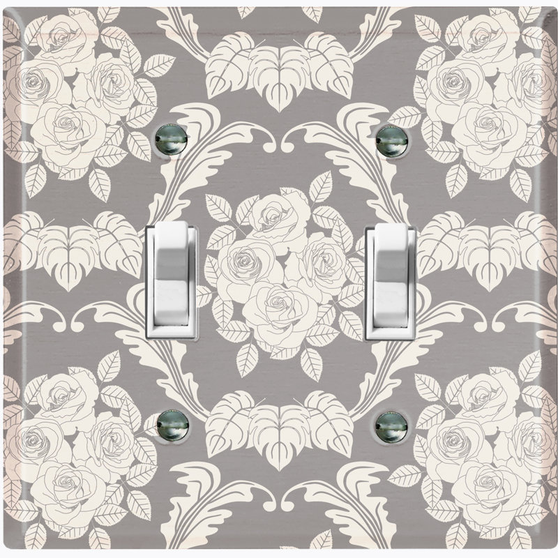 Patterned 2 - Gang Toggle Light Switch Standard Wall Plate, Light Gray