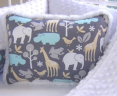 Blue Animal Cookies Cotton Blend Throw Pillow