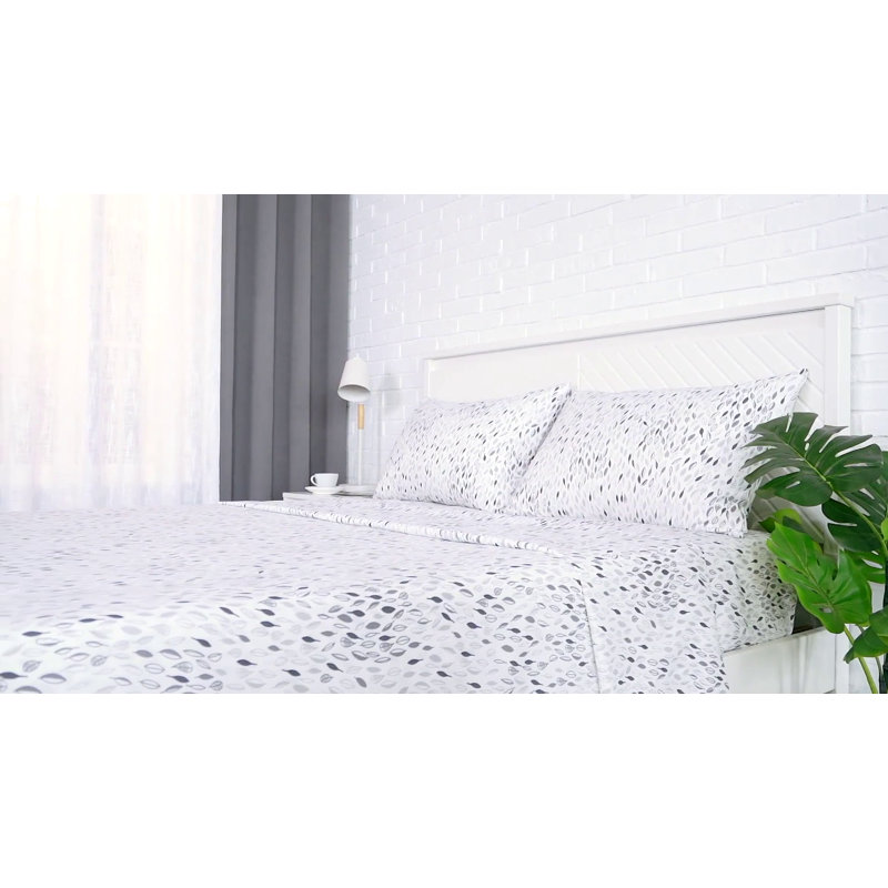 Twin XL Botanical Forest White and Blue Microfiber Sheet Set