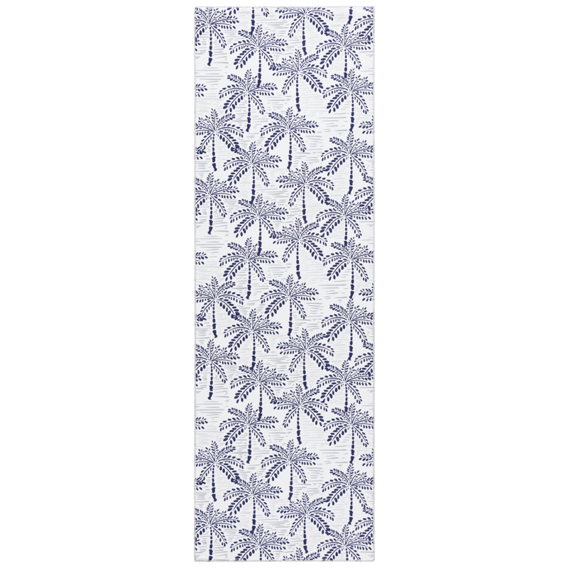 Tapis ivoire / bleu marine Malibu828, Tapis de couloir 2 pi 6 po x 8 pi