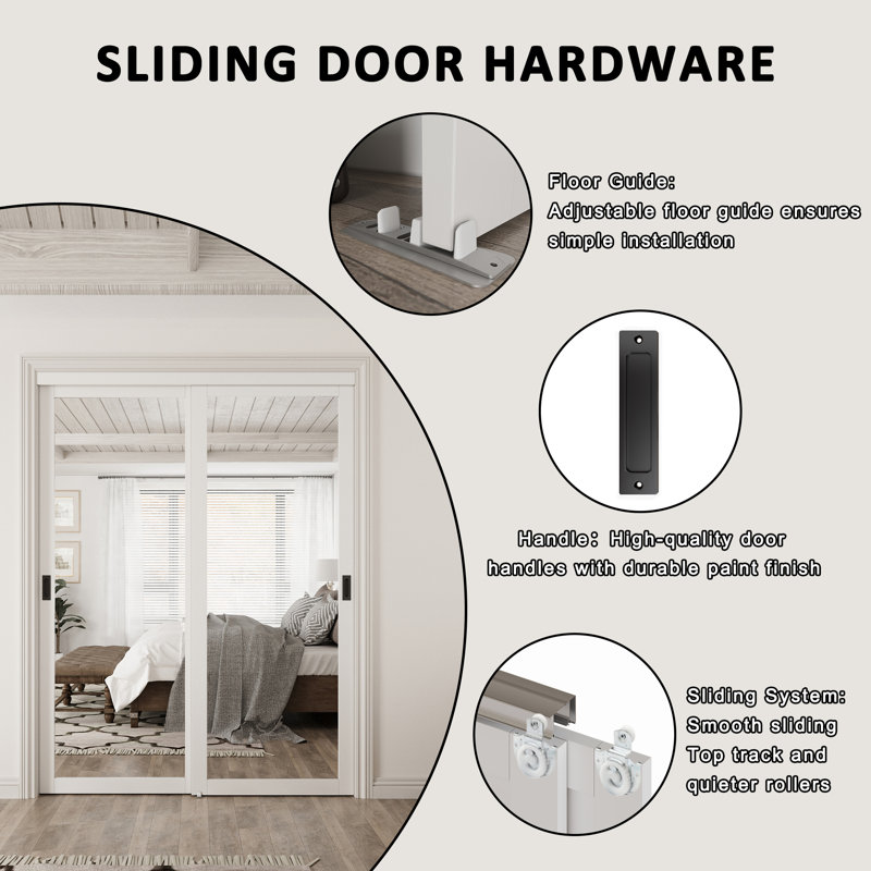 80" Height Mirror Sliding Closet Doors Forested With Silent Sliding Rollers, Contemporary  Design For Walk-In Closets And Nursery Rooms
