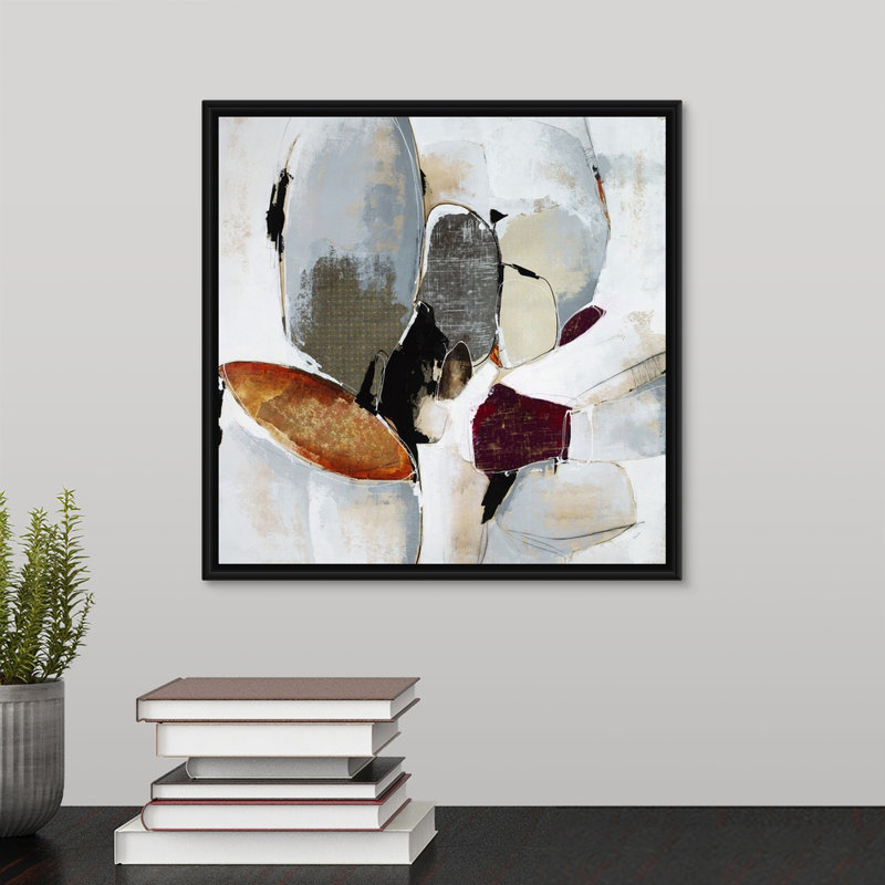 «Lost in the Moment», peinture sur toile, H 13,7 po x l 13,7 po x P 1,75 po, Cadre flottant noir