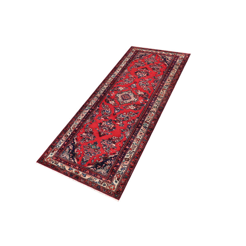 Tapis de couloir rétro vintage en laine noué à la main beige Kashan Seth - 3 pi 5 po x 9 pi 4 po