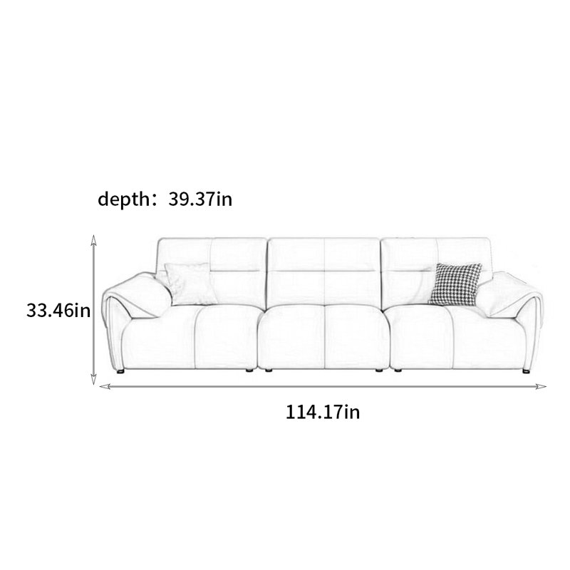 Modern light luxury and simple straight-row sofa, 3, 33.46" H x 114.17" W x 39.37" D