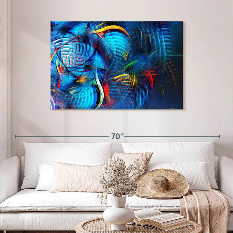Avery Azure In Fractal Grids, 30" H x 45" W