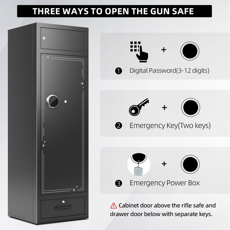 KAER 8-10 Safe Heavy Duty Anti-Theft  Cabinet with Drawer and Magnetic Lamp