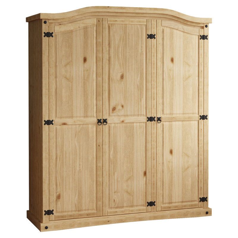Harold 3 Door Solid Wood Wardrobe, 178cm H x 150cm W x 50cm D