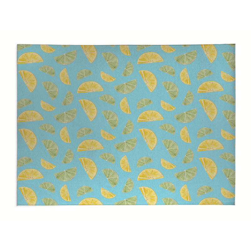 Tapis de bureau léger Summer Limes & Lemons, L 36 po x P 60 po, Turquoise