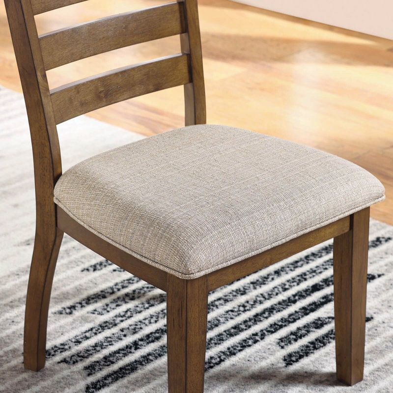 Ensemble de 2 chaises d'appoint transitionnelles en noyer gris clair avec dossier en bois massif et tissu d'ameublement rembourré en tissu 100% polyester