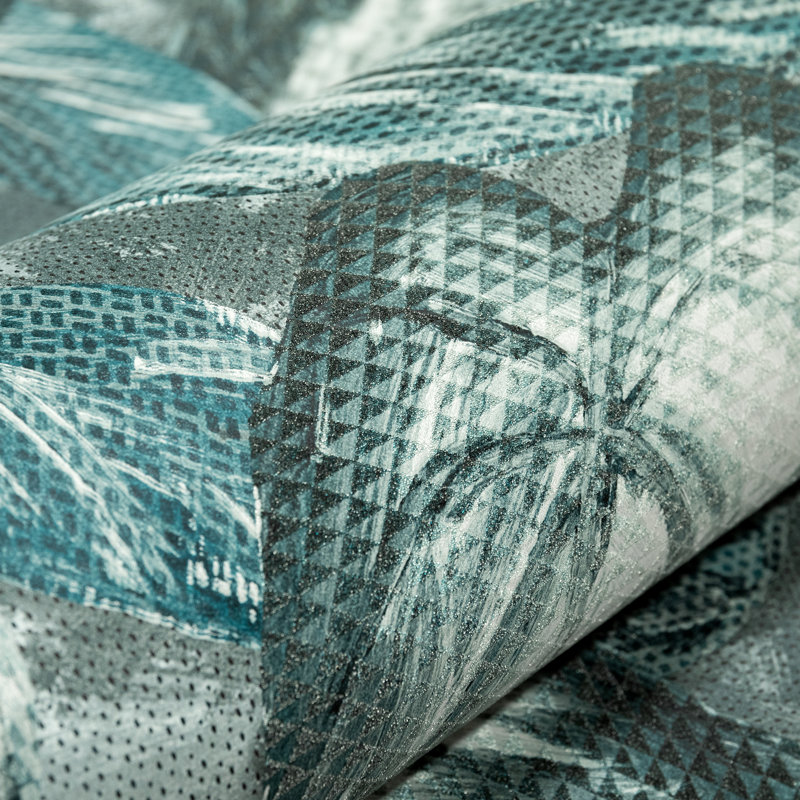 Chelchowska Collection Glass Bead Finish Ficus Leaf 10.05m x 70cm Wallpaper Roll, Teal