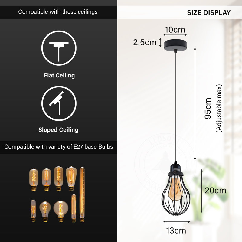 Bertrad 1 - Light Black Single Pendant, No