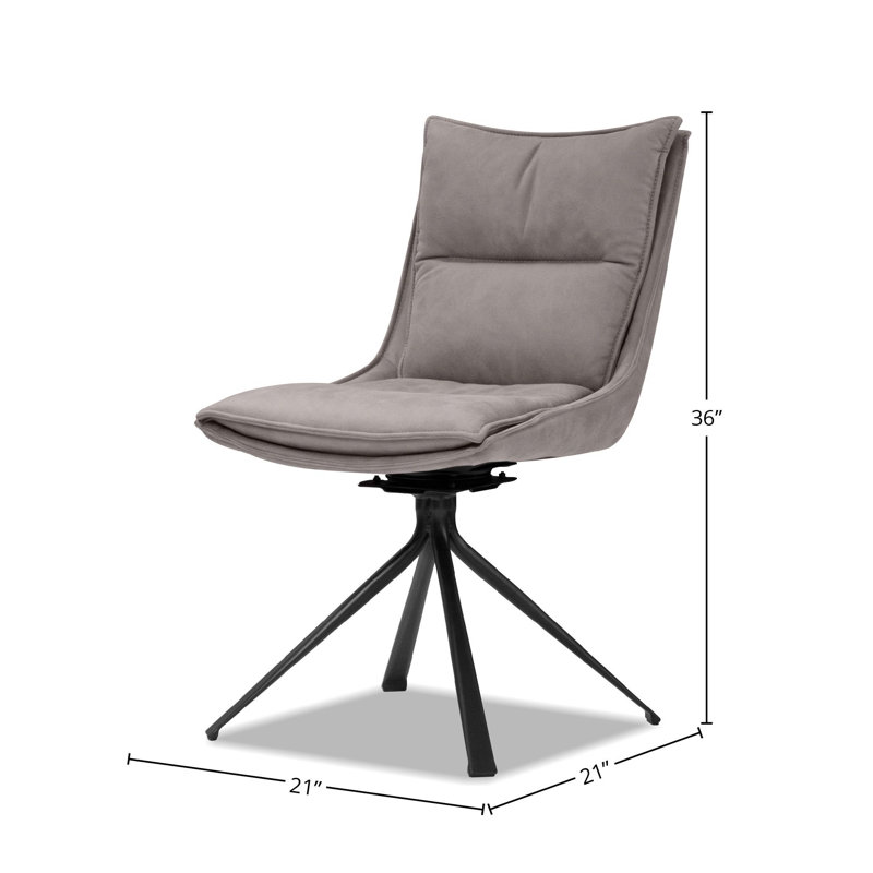 19.5'' H Tufted Upholstered Metal Side Chair, Gray