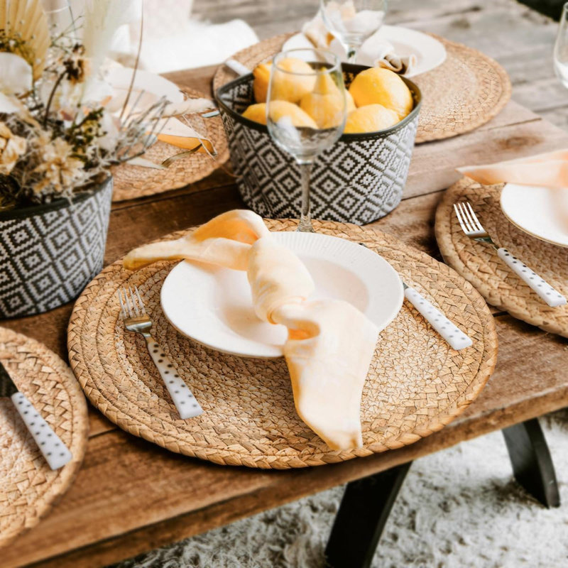 Ensemble de 12 napperons ronds tissés ronds pour ensemble de table de salle à manger Boho Farmhouse