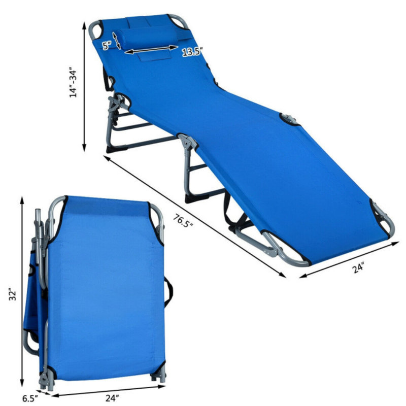Chaise longue inclinable Saenz, Bleu
